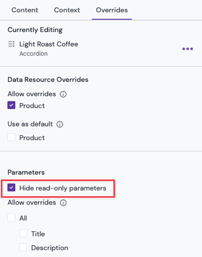 pattern-hide-read-only-parameters